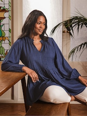 Live Unlimited Blue Curve Pintuck Tunic - Image 1 of 5