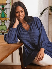Live Unlimited Blue Curve Pintuck Tunic - Image 2 of 5