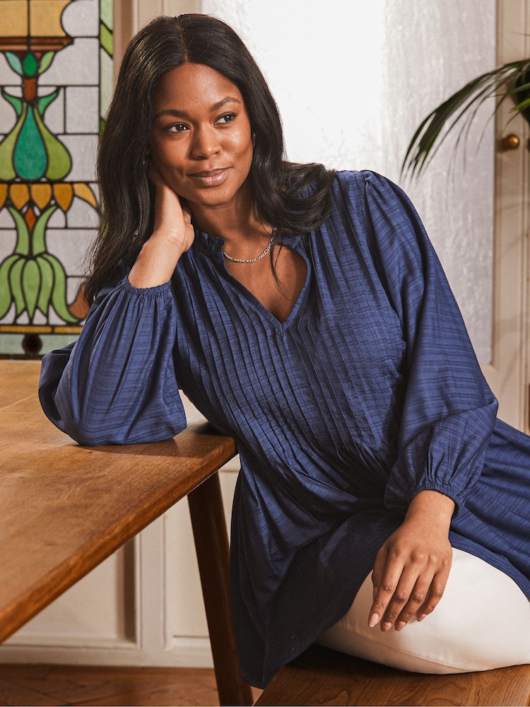 Live Unlimited Blue Curve Pintuck Tunic - Image 2 of 5