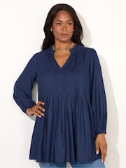 Live Unlimited Blue Curve Pintuck Tunic - Image 3 of 5