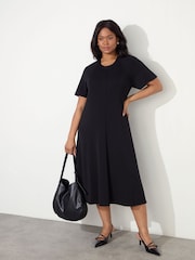 Live Unlimited Black Curve Jersey Short Raglan Sleeve Dress - Image 2 of 5