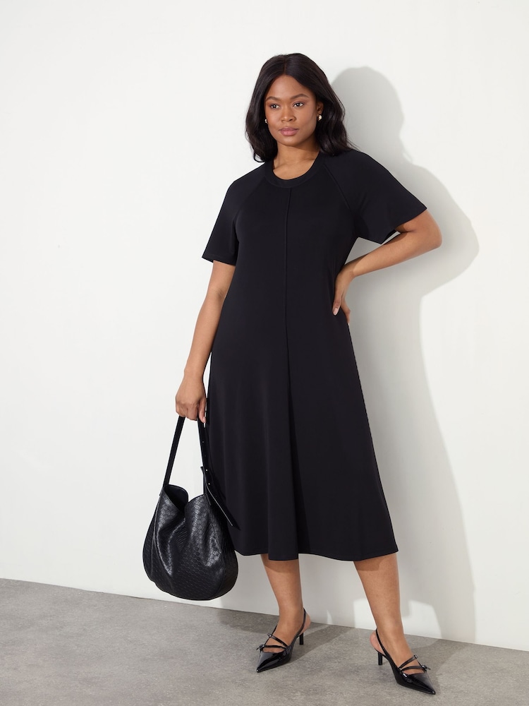 Live Unlimited Black Curve Jersey Short Raglan Sleeve Dress - Image 2 of 5