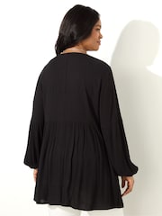 Live Unlimited Black Petite Curve Embroidered Viscose Crinkle Tunic - Image 2 of 3