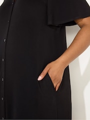 Live Unlimited Black Curve Flutter Sleeves Shirt Dress - Image 2 of 3