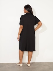 Live Unlimited Black Curve Flutter Sleeves Shirt Dress - Image 3 of 3