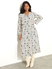 Live Unlimited White Curve Paisley Tie Front Midi Dress - Image 1 of 4