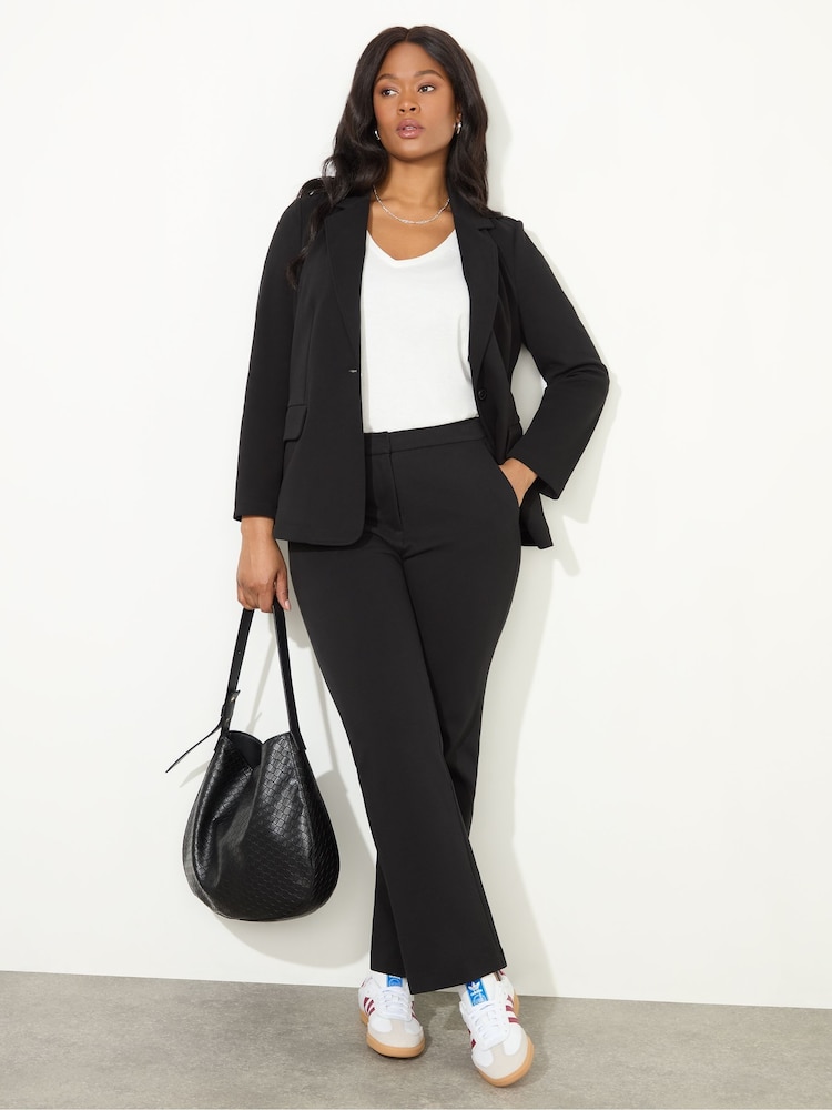Live Unlimited Black Petite Curve Black Ponte Trousers - Image 1 of 5