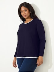 Live Unlimited Blue Curve 100% Cotton Slub Contrast T-Shirt - Image 3 of 4