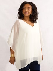Live Unlimited Curve Chiffon V-Neck Overlay Top - Image 1 of 3