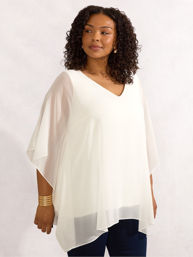 Live Unlimited Curve Chiffon V-Neck Overlay Top - Image 1 of 3