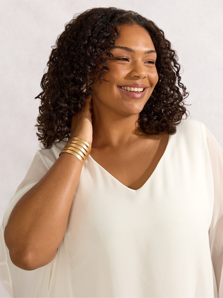 Live Unlimited Curve Chiffon V-Neck Overlay Top - Image 2 of 3