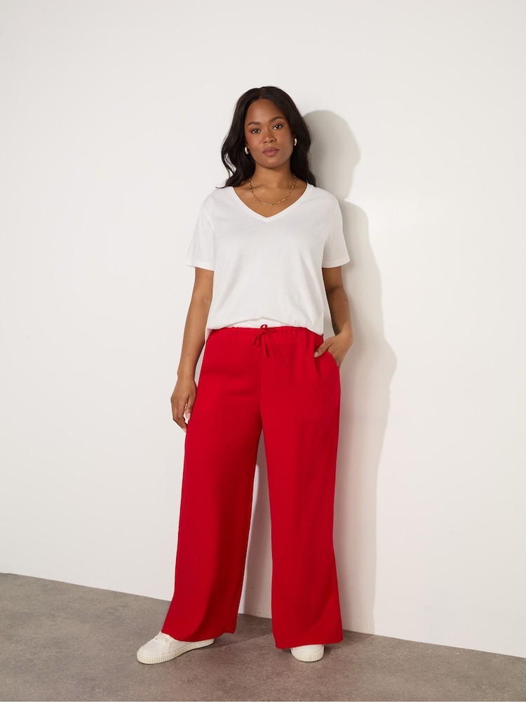 Live Unlimited Red Curve Drawstring Wide leg Trousers - Image 1 of 4