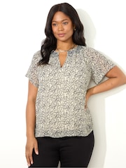 Live Unlimited Curve Stone Ditsy Smocked Blouse - Imagen 1 de 4