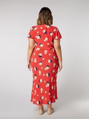 Live Unlimited Red Curve Floral Puff Sleeve Midi Dress - Image 2 of 3