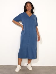 Live Unlimited Blue V-Neck Midi T-Shirt Dress - Image 2 of 5