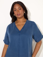 Live Unlimited Blue V-Neck Midi T-Shirt Dress - Image 4 of 5