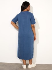 Live Unlimited Blue V-Neck Midi T-Shirt Dress - Image 5 of 5