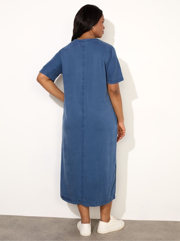 Live Unlimited Blue V-Neck Midi T-Shirt Dress - Image 5 of 5
