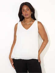 Live Unlimited Cream Curve Chiffon V-Neck Swing Vest - Image 1 of 3