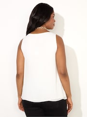 Live Unlimited Cream Curve Chiffon V-Neck Swing Vest - Image 3 of 3