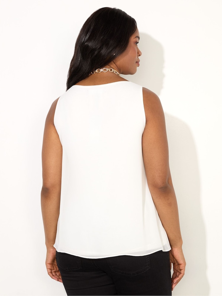 Live Unlimited Cream Curve Chiffon V-Neck Swing Vest - Image 3 of 3