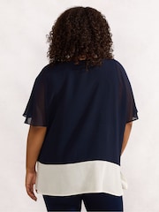 Live Unlimited Blue Curve Colourblock Overlay T-Shirt - Image 2 of 4