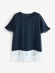Live Unlimited Blue Curve Colourblock Overlay T-Shirt - Image 4 of 4