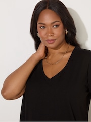 Live Unlimited Black Curve 100% Cotton Slub V-Neck T-Shirt - Image 2 of 3