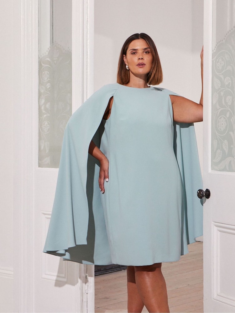 Live Unlimited Blue Curve Cape Dress - Image 1 of 4 Live Unlimited Blue Curve Cape Dress - Image 1 of 4