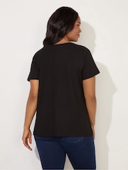 Live Unlimited Black Curve 100% Cotton Slub Crew Neck T-Shirt - Image 3 of 3