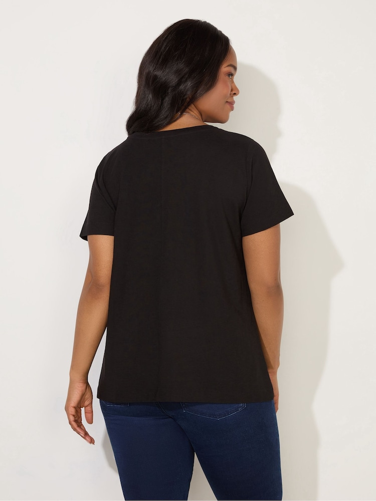 Live Unlimited Black Curve 100% Cotton Slub Crew Neck T-Shirt - Image 3 of 3