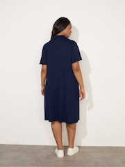 Live Unlimited Blue Curve Flutter Sleeves Shirt Jersey Dress - Image 1 of 3