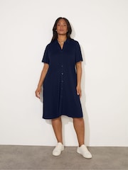 Live Unlimited Blue Curve Flutter Sleeves Shirt Jersey Dress - Image 3 of 3