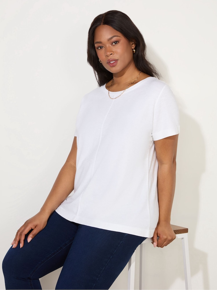 Live Unlimited White Curve 100% Cotton Slub Crew Neck T-Shirt - Image 1 of 3