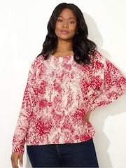 Live Unlimited Red Snake Print Dolman Sleeve Blouse - Image 1 of 4