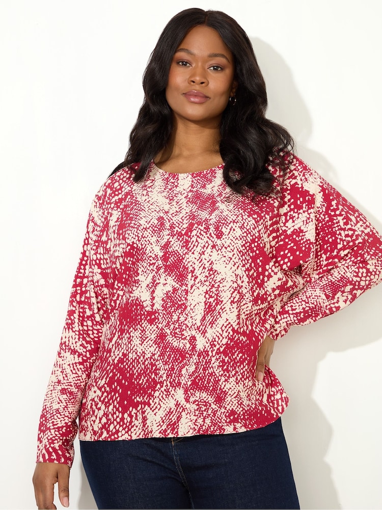 Live Unlimited Red Snake Print Dolman Sleeve Blouse - Image 1 of 4