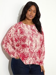 Live Unlimited Red Snake Print Dolman Sleeve Blouse - Image 2 of 4