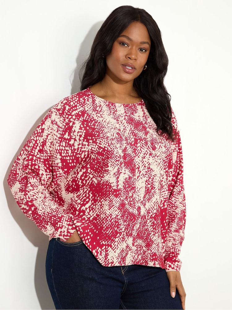 Live Unlimited Red Snake Print Dolman Sleeve Blouse - Image 2 of 4
