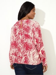 Live Unlimited Red Snake Print Dolman Sleeve Blouse - Image 4 of 4