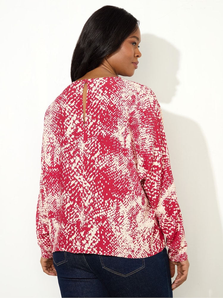 Live Unlimited Red Snake Print Dolman Sleeve Blouse - Image 4 of 4