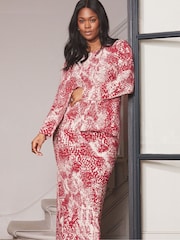 Live Unlimited Red Curve Snake Effect Print Midaxi Skirt - Image 2 of 2