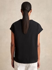 Reiss Black Tommie Brushed-Cotton Crew-Neck T-Shirt - Image 4 of 6