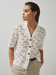 Reiss White Fleur McLaren F1 Team Speedmark Crochet Shirt - Image 1 of 5