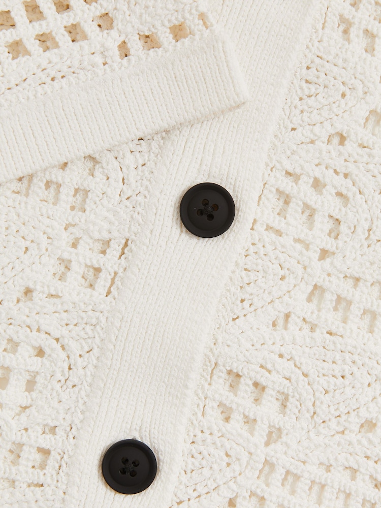 Reiss White Fleur McLaren F1 Team Speedmark Crochet Shirt - Image 5 of 5