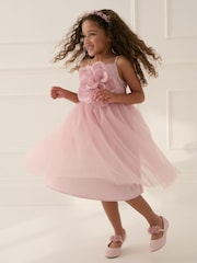Monsoon Pink Annabelle Flower Bodice Tulle Dress - Image 1 of 4