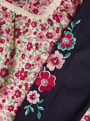 Monsoon Red Floral Woven Blouse and Leggings Set - Image 3 of 3