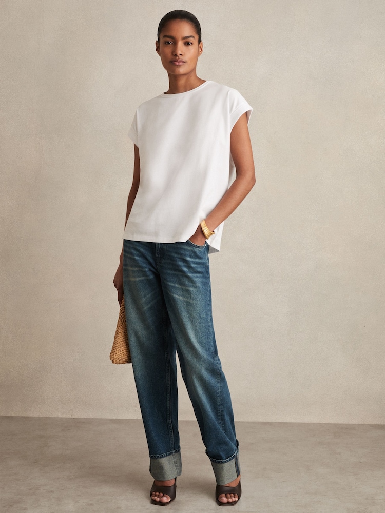 Reiss White Tommie Brushed-Cotton Crew-Neck T-Shirt - Image 1 of 6
