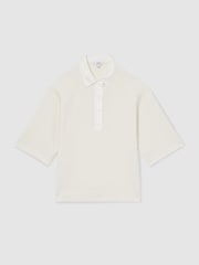 Reiss Ivory Gaia Cotton-Blend Interlock Collar Sweatshirt - Image 2 of 6