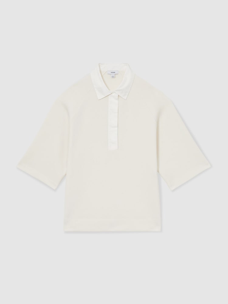 Reiss Ivory Gaia Cotton-Blend Interlock Collar Sweatshirt - Image 2 of 6