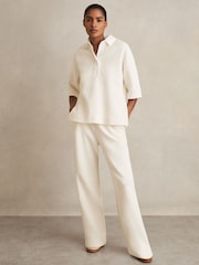 Reiss Ivory Gaia Cotton-Blend Interlock Collar Sweatshirt - Image 3 of 6